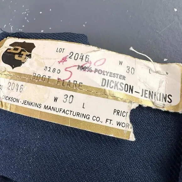 VTG Dickson Jenkins Western Pants Mens 28 Blue Bootcut Flared Bell NWT USA 70's - Picture 2 of 9